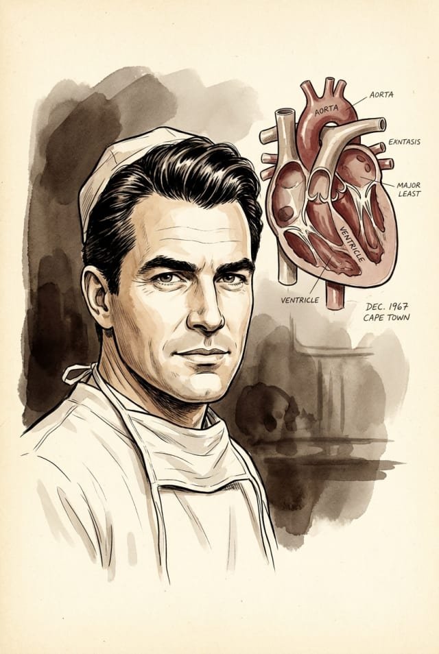 Christiaan Barnard : la premiere transplantation cardiaque humaine (3 decembre 1967)