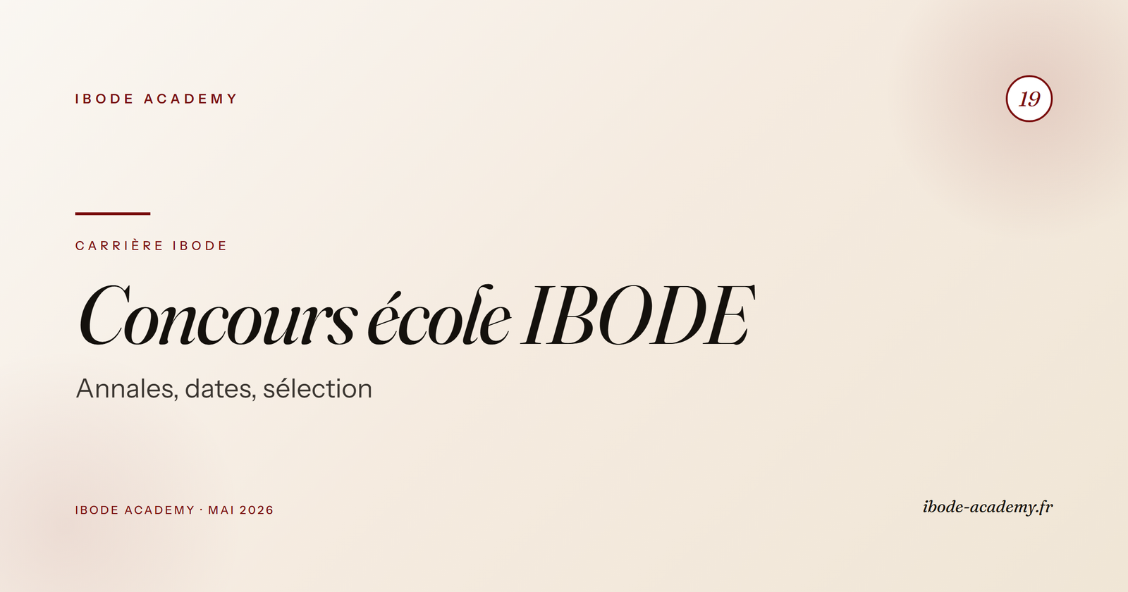 Concours école IBODE 2026 — annales, dates et critères de sélection