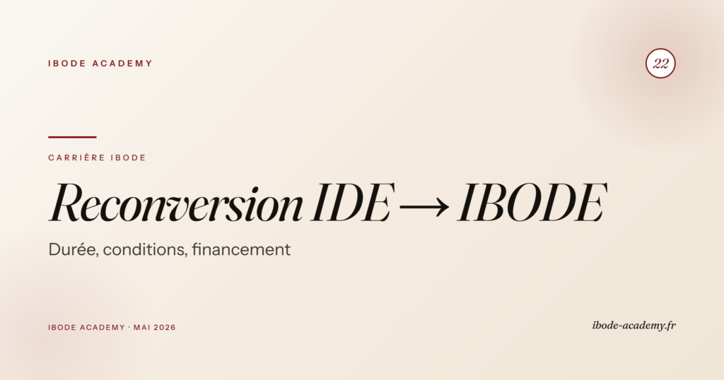 Reconversion IDE vers IBODE — durée, conditions et financement (CPF, FNE, employeur)
