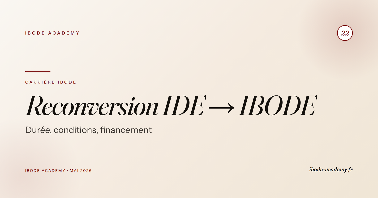 Reconversion IDE vers IBODE — durée, conditions et financement (CPF, FNE, employeur)